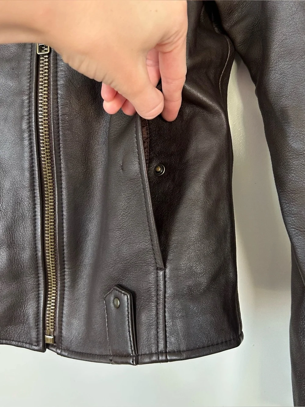 Frye Leather Moto Jacket Brown Size Small
